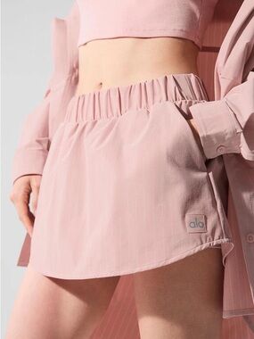 Alo Yoga Pinstripe Daylight Mini Skirt Athletic Skort Pink Quartz